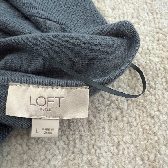 LOFT Outlet Blue Cotton Lightweight Open Front Cardigan Sweater Knit Top L - Picture 2 of 10